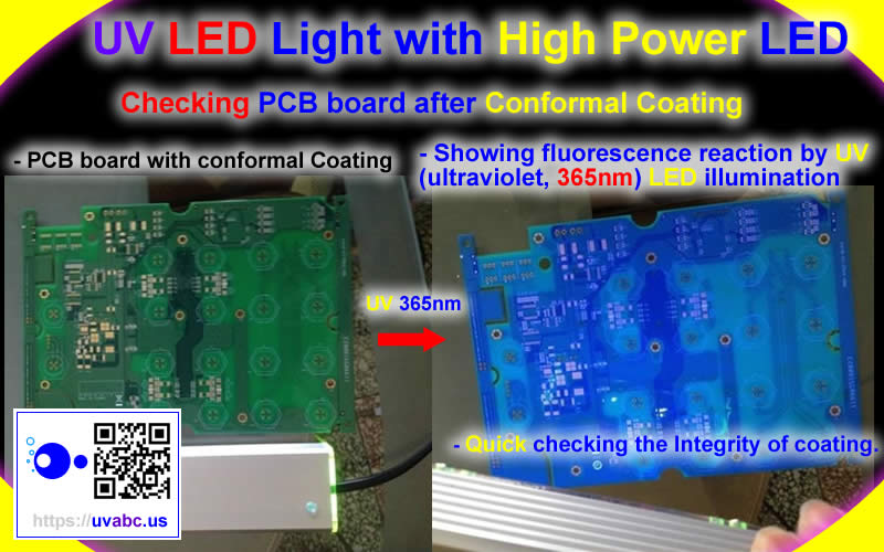 the Conformal Coating inspection by UV LED ultraviolet module/lamp - UV.Chingtek.net